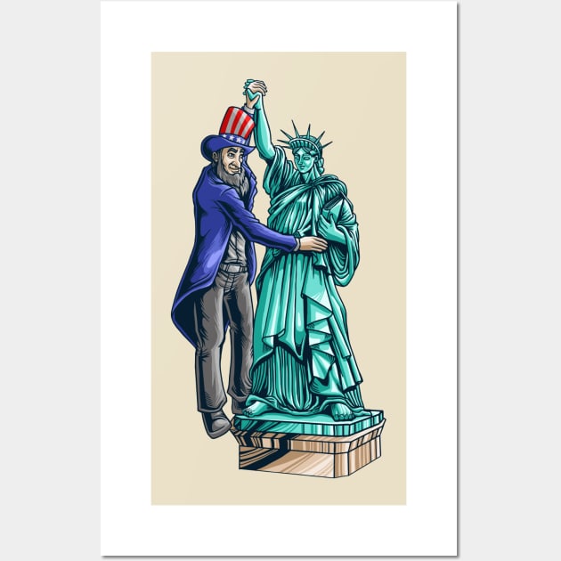 President dance with liberty statue Wall Art by Mako Design 